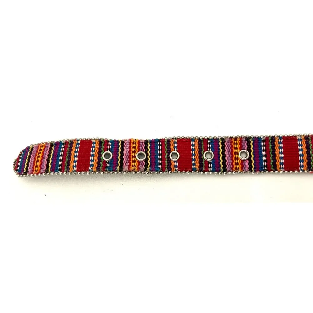 Vintage 1990s Elite of California tapestry belt with silver bead detail. 35